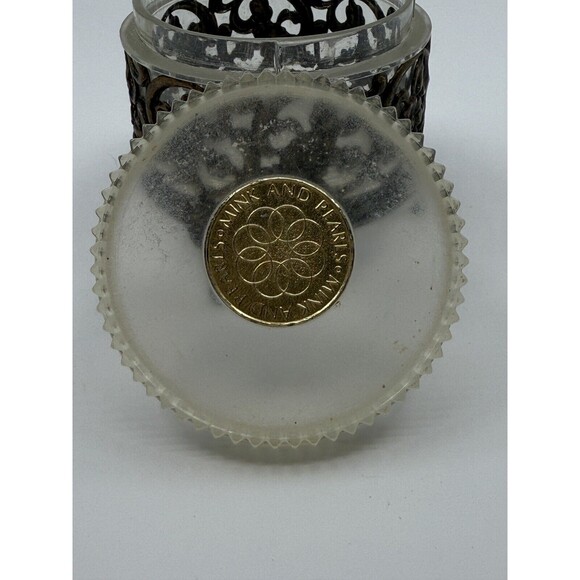 Vintage Jovan Mink & Pearls Filigree Brass Vanity Box with Plastic Insert - Picture 5 of 6